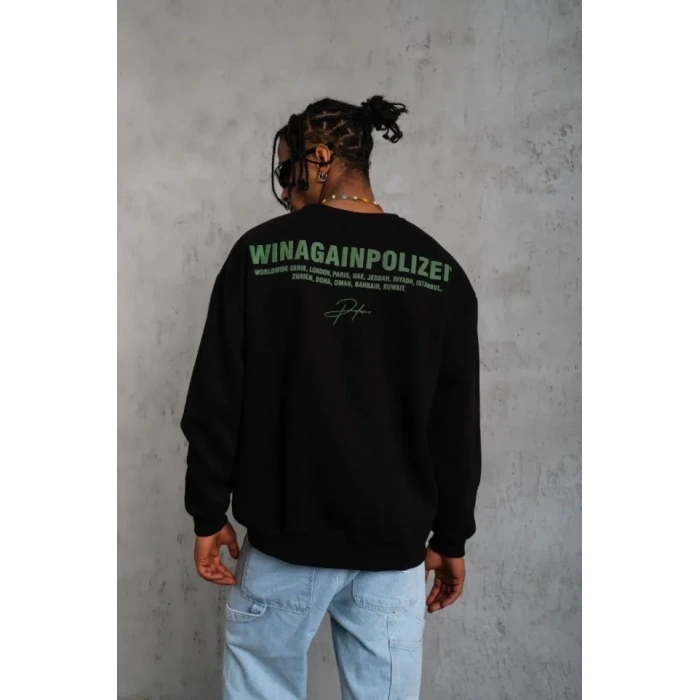 Biçomi Erkek Baskılı Sweat - Siyah