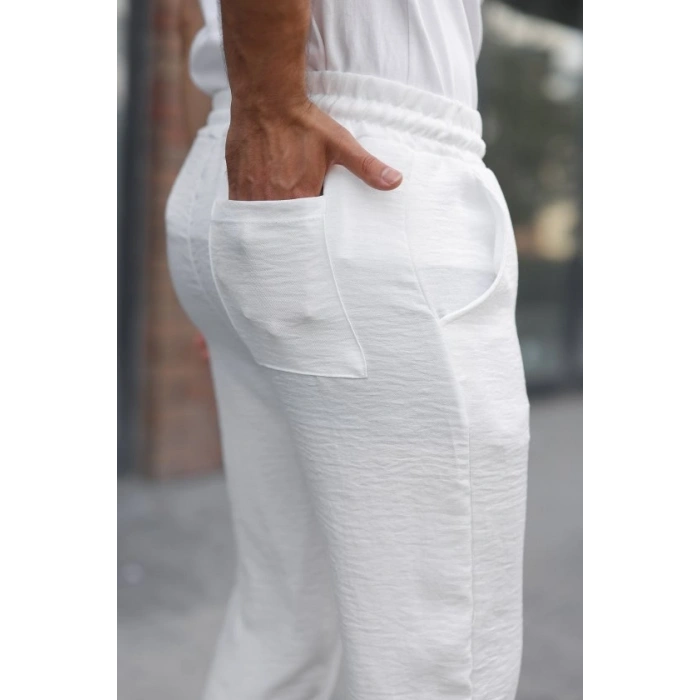 Biçomi Erkek Beli Lastikli Pera Keten Pantolon