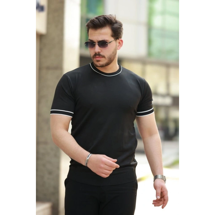 Biçomi Erkek Bisiklet Yaka Ribanalı Kısa Kollu Tshirt