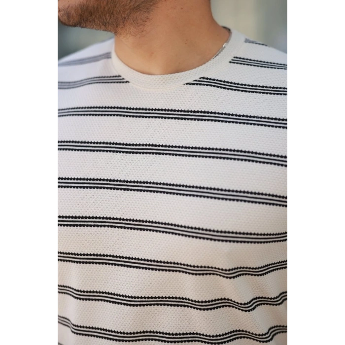 Biçomi Erkek çizgili Kısa Kollu T-shirt