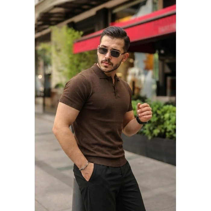 Biçomi Erkek Düğmeli Yaka Pamuk Triko Tişört