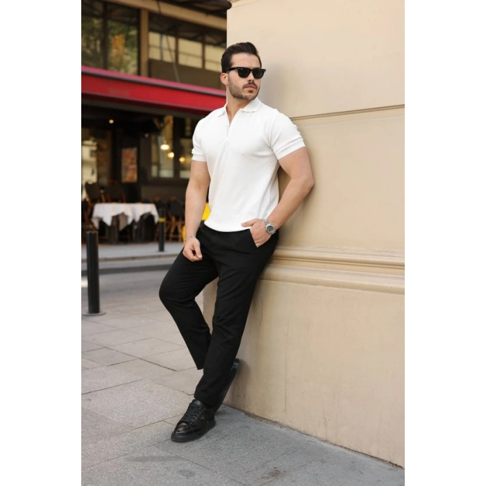 Biçomi Erkek Fermuarlı Yakalı Kısa Kollu Tshirt
