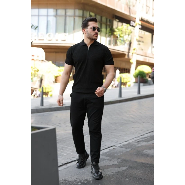 Biçomi Erkek Fermuarlı Yakalı Kısa Kollu Tshirt