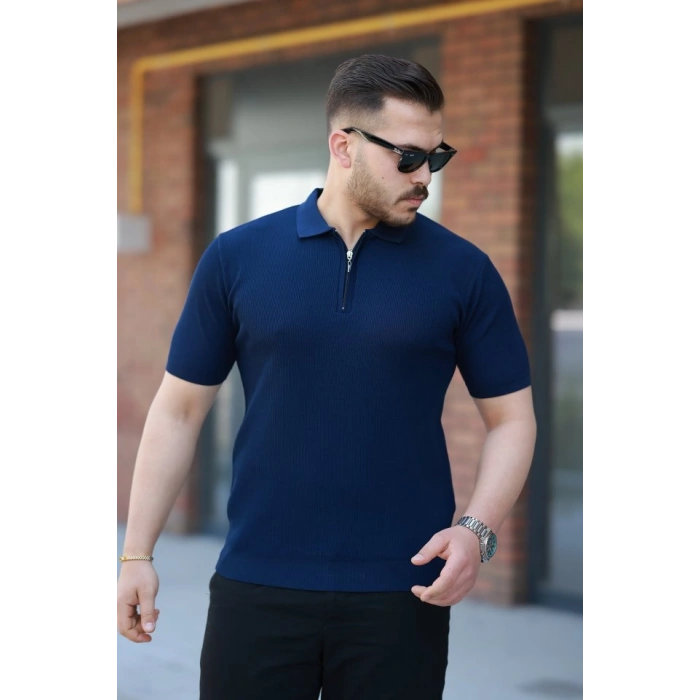Biçomi Erkek Fermuarlı Yakalı Kısa Kollu Tshirt