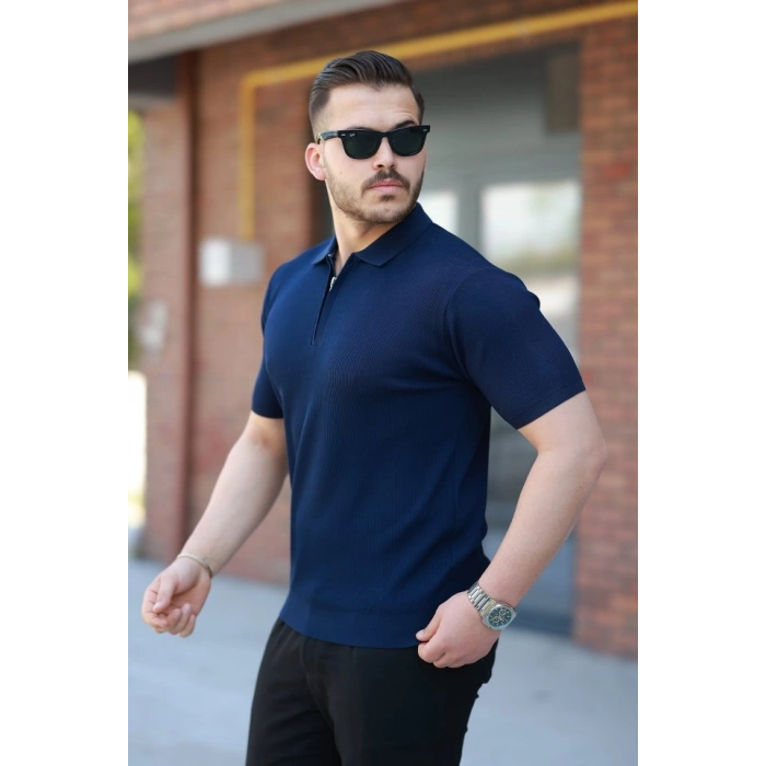 Biçomi Erkek Fermuarlı Yakalı Kısa Kollu Tshirt