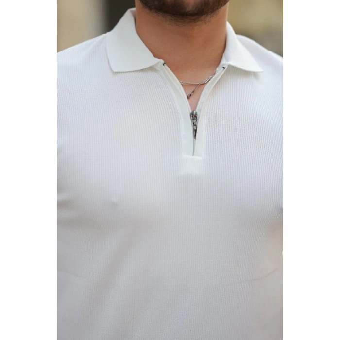 Biçomi Erkek Fermuarlı Yakalı Kısa Kollu Tshirt