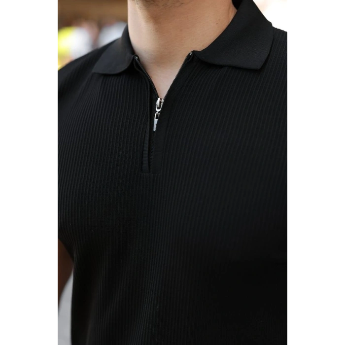 Biçomi Erkek Fermuarlı Yakalı Kısa Kollu Tshirt