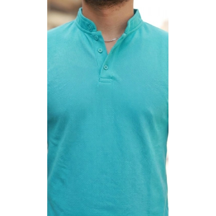 Biçomi Erkek Hakim Yaka Dokuma Pamuklu Kumaş Kısa Kollu Tişört
