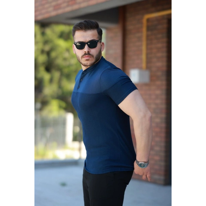 Biçomi Erkek Hakim Yakalı Kısa Kollu Pamuklu T-shirt