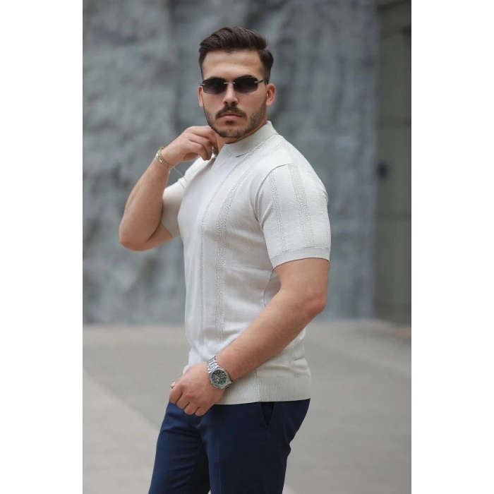Biçomi Erkek Hemşire Yaka Kısa Kollu Tişört