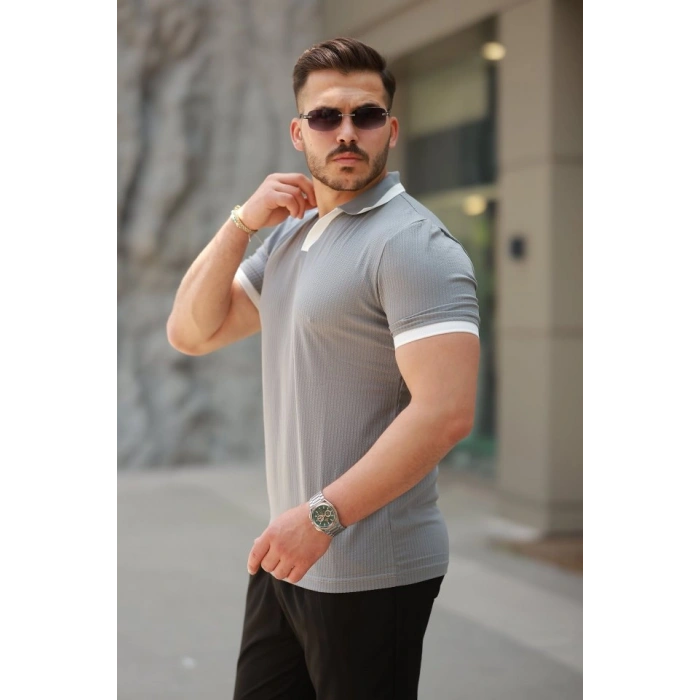 Biçomi Erkek Hemşire Yaka Kısa Kollu Tişört