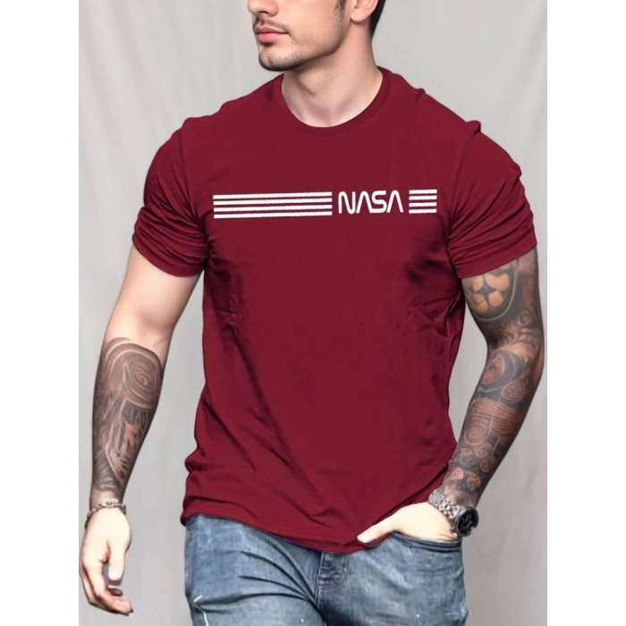 Biçomi Erkek Kısa Kollu Nasa Baskı Basic Erkek T-shirt