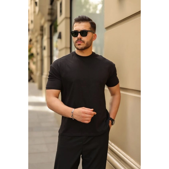 Biçomi Erkek Kolları Dar Kesim Rahat Kalıp Basic Tişört
