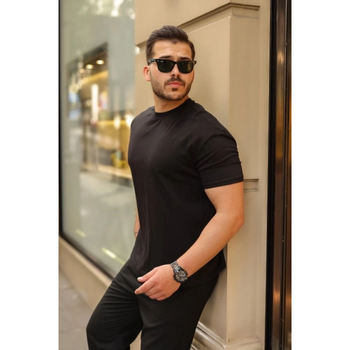Biçomi Erkek Kolları Dar Kesim Rahat Kalıp Basic Tişört