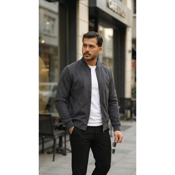 Biçomi Erkek önden Fermuarlı Içi Astarlı Süet Ceket