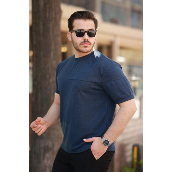 Biçomi Erkek Oversize Bisiklet Yaka Kısa Kollu T-shirt