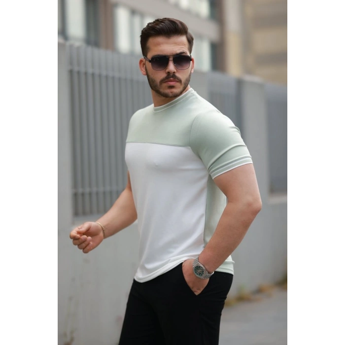 Biçomi Erkek Parçalı Renk Kısa Kollu Tişört