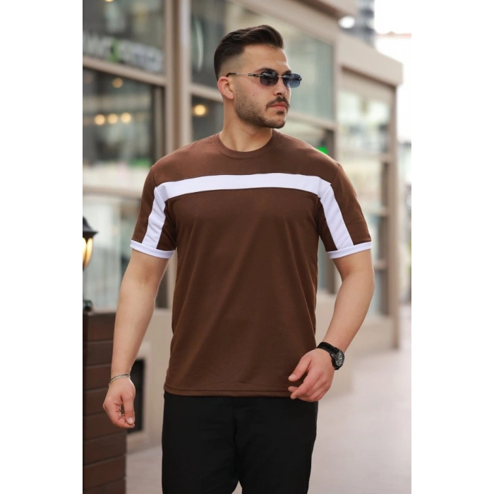 Biçomi Erkek şerit Detaylı Kısa Kollu T-shirt