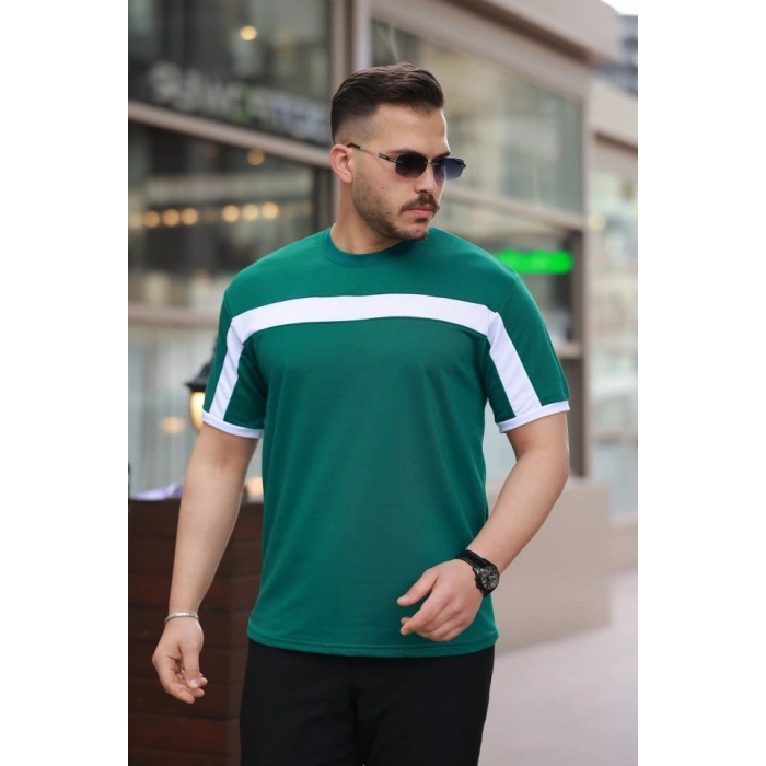 Biçomi Erkek şerit Detaylı Kısa Kollu T-shirt