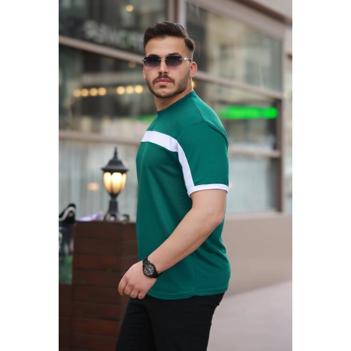 Biçomi Erkek şerit Detaylı Kısa Kollu T-shirt
