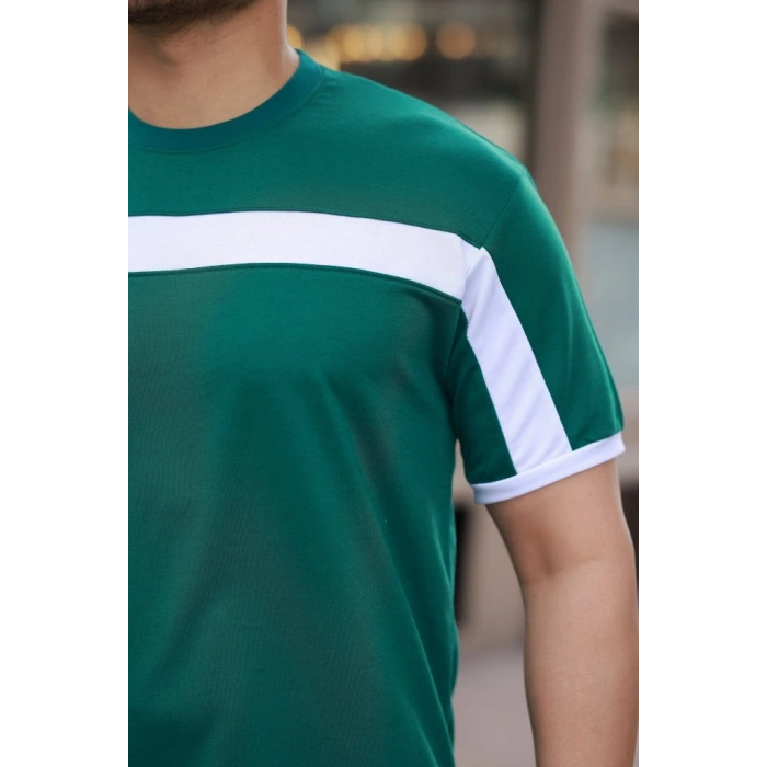 Biçomi Erkek şerit Detaylı Kısa Kollu T-shirt