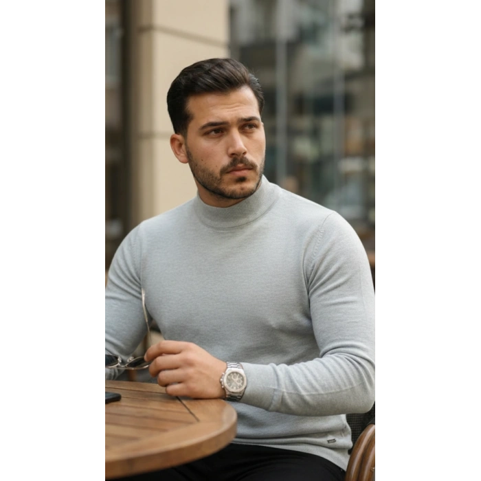 Biçomi Erkek Yarım Balıkçı Yaka Pamuklu Triko