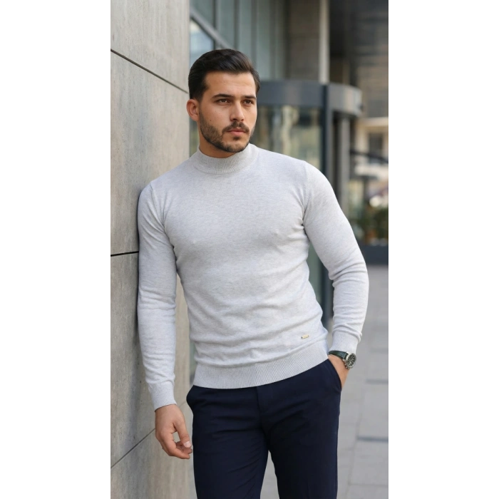 Biçomi Erkek Yarım Balıkçı Yaka Pamuklu Triko