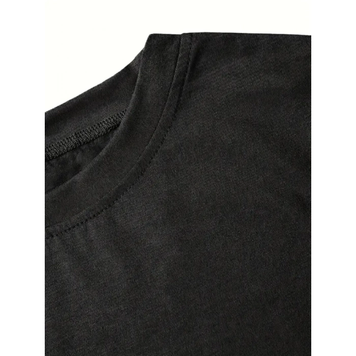 Biçomi Fiyonk Baskılı Siyah Oversize Unisex T-shirt- Siyah