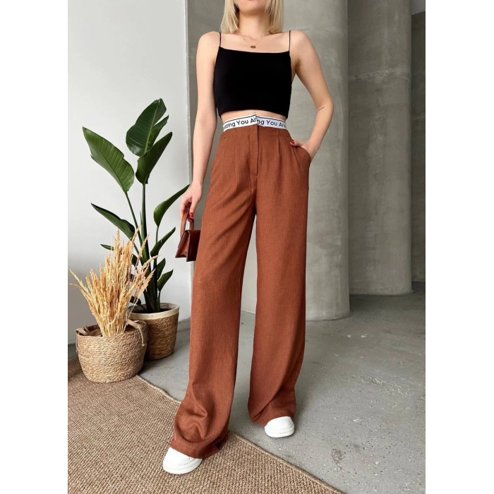 BİÇOMİ Flamlı kahve pantolon