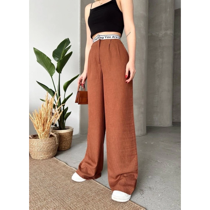 BİÇOMİ Flamlı kahve pantolon