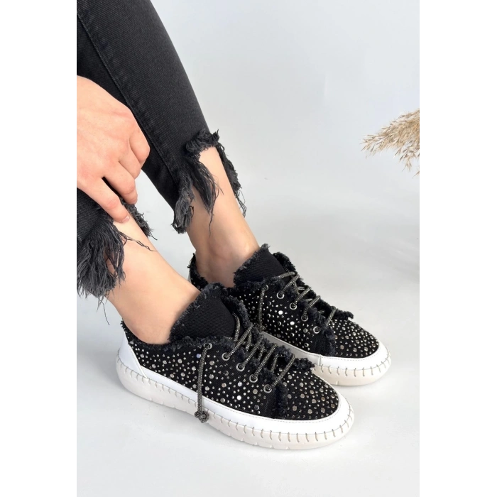 BİÇOMİ Guji Siyah Kot Bağcıklı Spor Ayakkabı