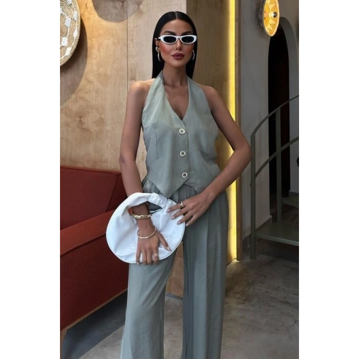 Biçomi Halter Yaka Yelekli Modal Takım 10144