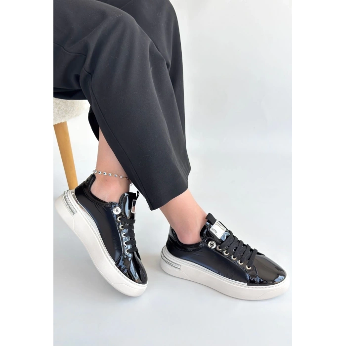 BİÇOMİ Hley Siyah Rugan Paraşüt Detaylı Bağcıklı Spor Ayakkabı