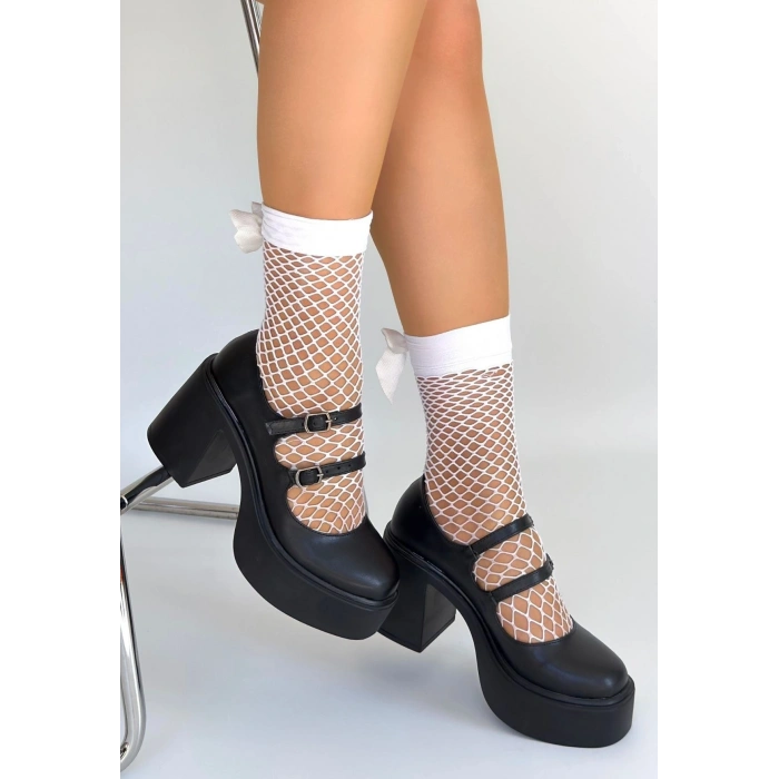 BİÇOMİ Jarlo Siyah Cilt Dolgu Topuk Ayakkabı