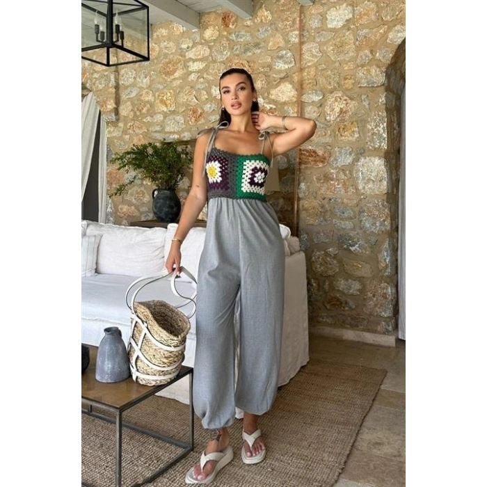 Biçomi Jasmin Süzüneli Keten Tulum 1280-08