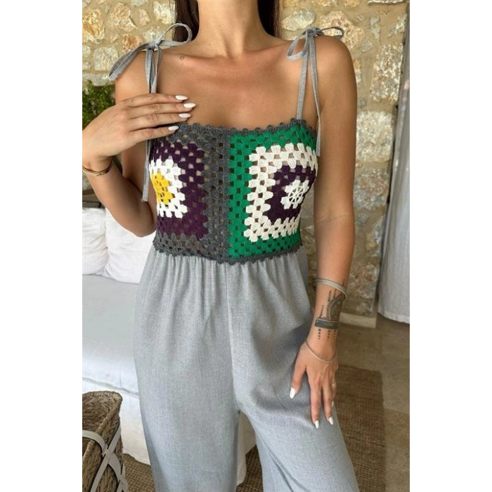 Biçomi Jasmin Süzüneli Keten Tulum 1280-08