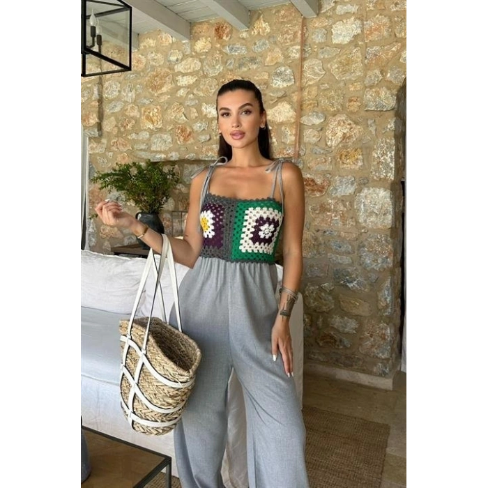 Biçomi Jasmin Süzüneli Keten Tulum 1280-08