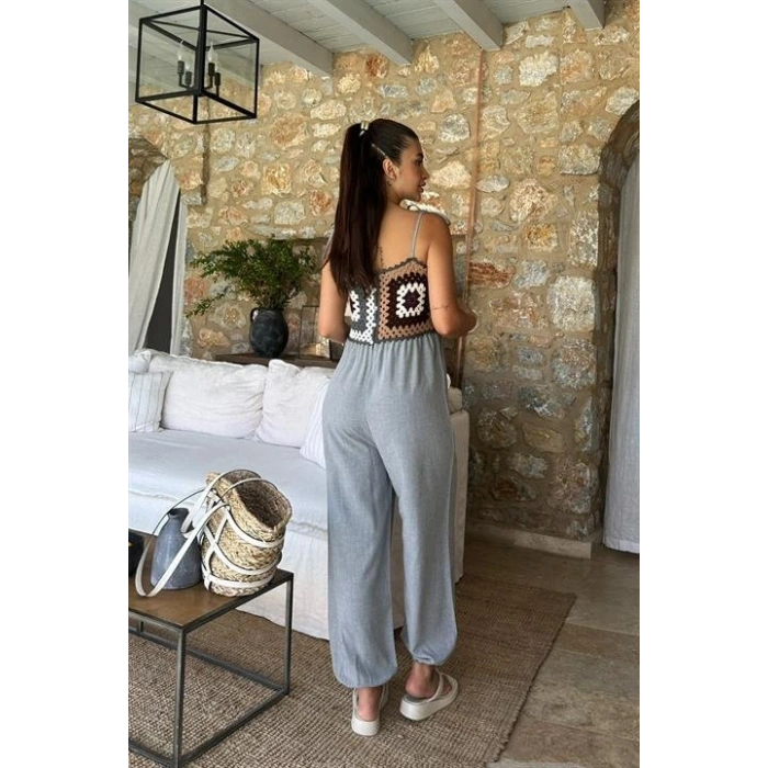 Biçomi Jasmin Süzüneli Keten Tulum 1280-08