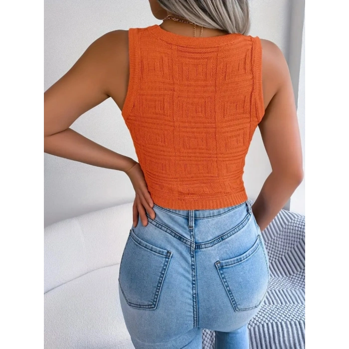 Biçomi Kadın Askılı Bisiklet Yaka Güpüs Dekolteli Triko Crop Bluz