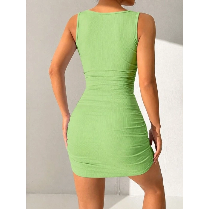 Biçomi Kadın Askılı Yuvarlak Yaka Mini Kaşkorse Elbise