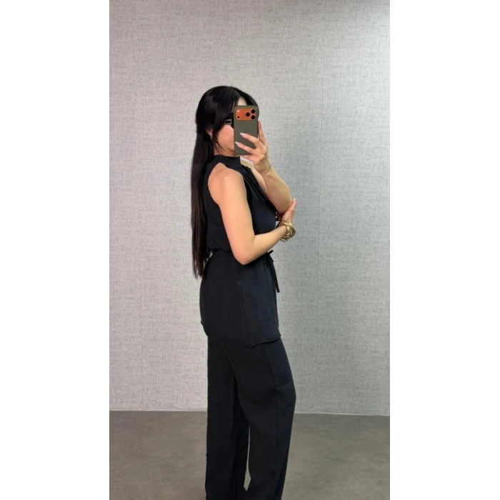 Biçomi Kadın Halter Yaka Beli Kuşak Detaylı Ikili Takım