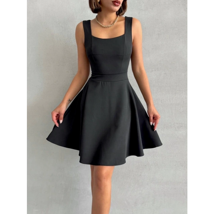 BİÇOMİ Kadın kare yaka kısa elbise s251188