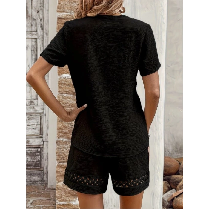 Biçomi Kadın Kısa Kollu V Yakalı Bluz Ve Short Ikili Takım