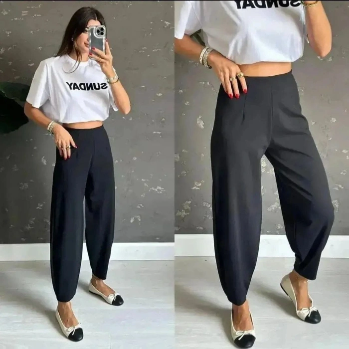 Biçomi Kadın Krep Kumaş Balon Pantolon