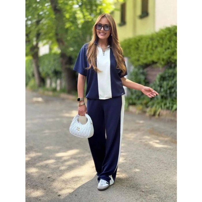 Biçomi Kadın Modal Kumaş Yakası Fermuarlı şerit Detaylı Takım