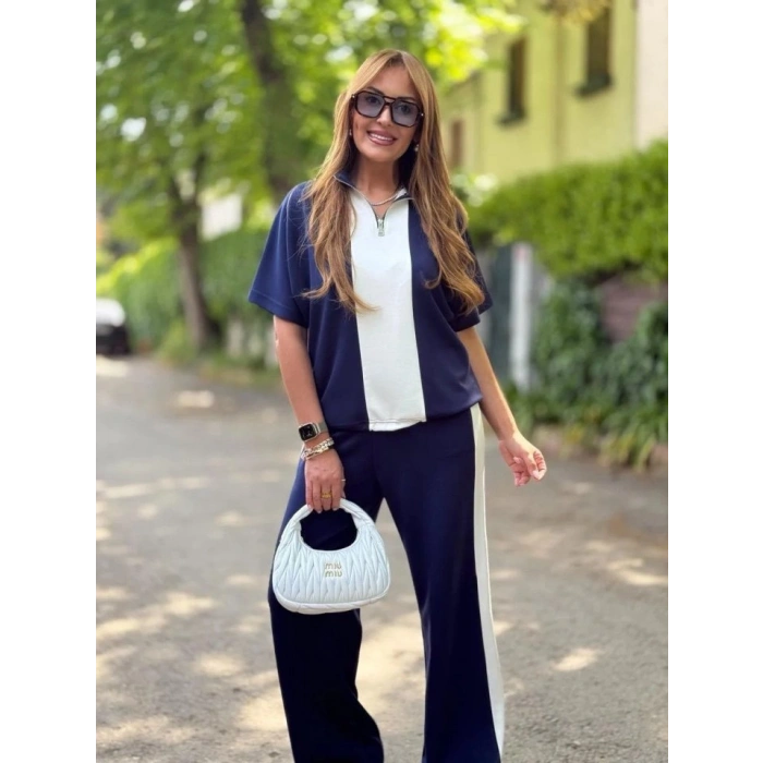 Biçomi Kadın Modal Kumaş Yakası Fermuarlı şerit Detaylı Takım
