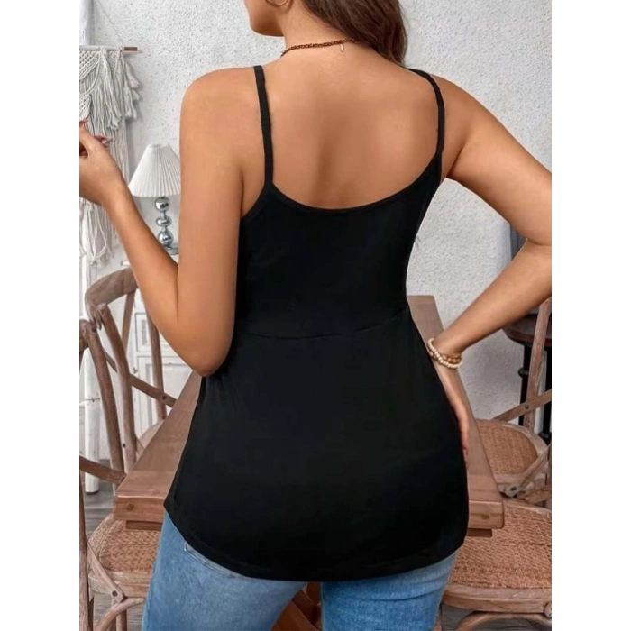 Biçomi Kadın önden çapraz Askılı Uzun Vıskon Bluz