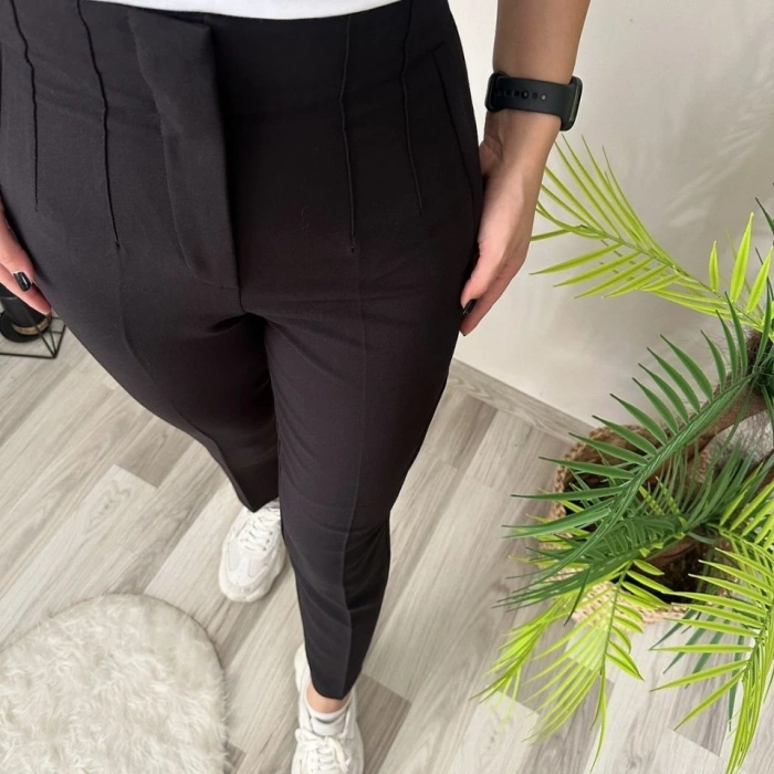 Biçomi Kadın üste Oturan Paçası Bilek üzerinde Biten Krep Kumaş Kumaş Pantolon 36 (S) - 50 (5XL)