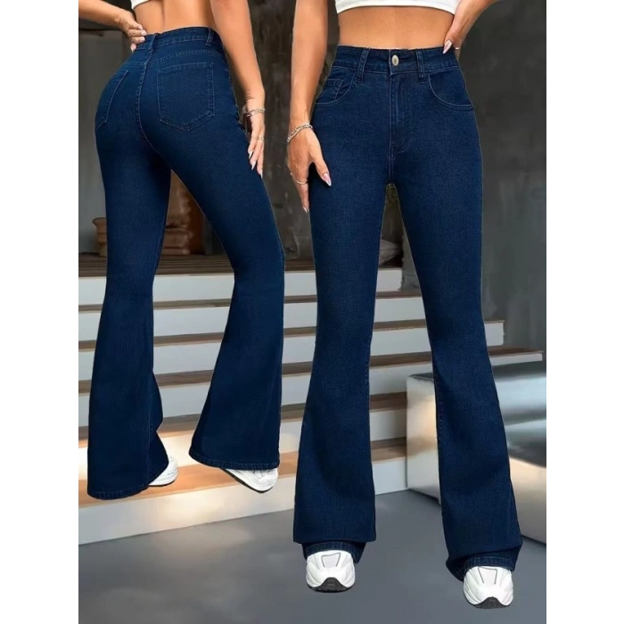 Biçomi Kadın Yüksek Bel Paçaya Doğru Geniş Kot Pantolon