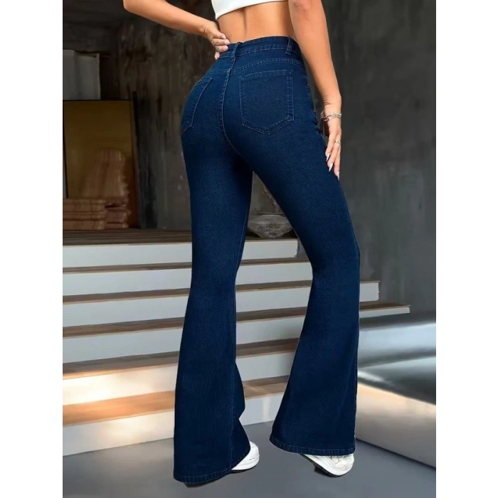 Biçomi Kadın Yüksek Bel Paçaya Doğru Geniş Kot Pantolon